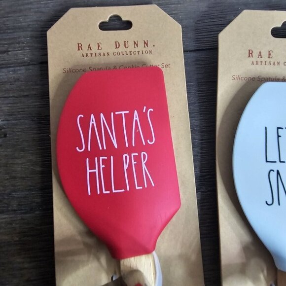 NWT Rae Dunn Artisan Christmas Baking Spatula Lot Of 2 Let It Snow Santa - Picture 2 of 9